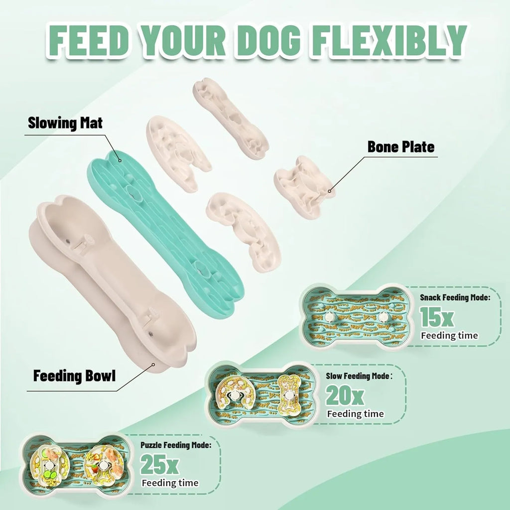 Large yellow slow feeder dog bowl with three-tier maze pattern for golden retrievers and big breeds
