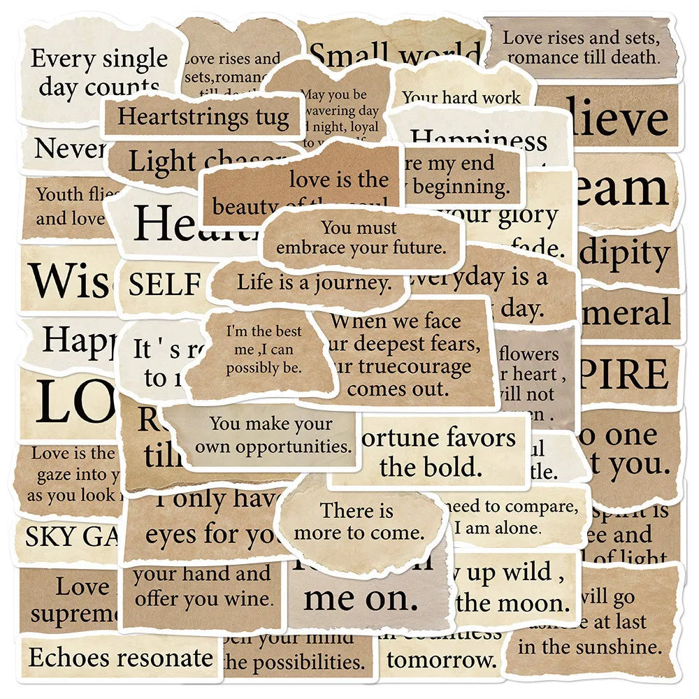 Tear English TT284 design PVC laptop stickers pack of 25, showing reusable waterproof adhesive