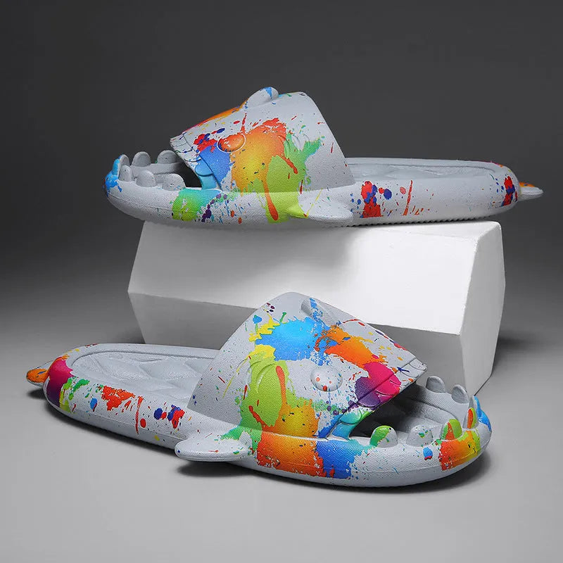 Couple shark design open toe EVA slippers available in multiple colours and sizes 36-45