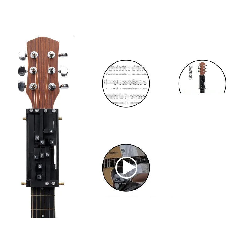 Automatic guitar chord changer device for beginners with black double chord mechanism