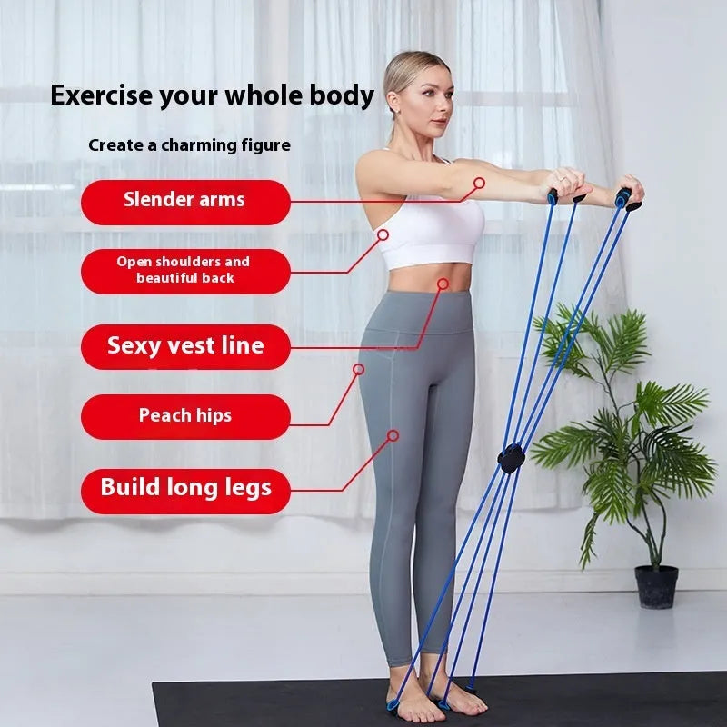 Blue eight character shoulder puller fitness equipment with cross tension device for resistance training