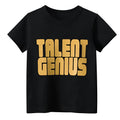Black men's T-shirt with geometric print pattern, loose fit, and short sleeves