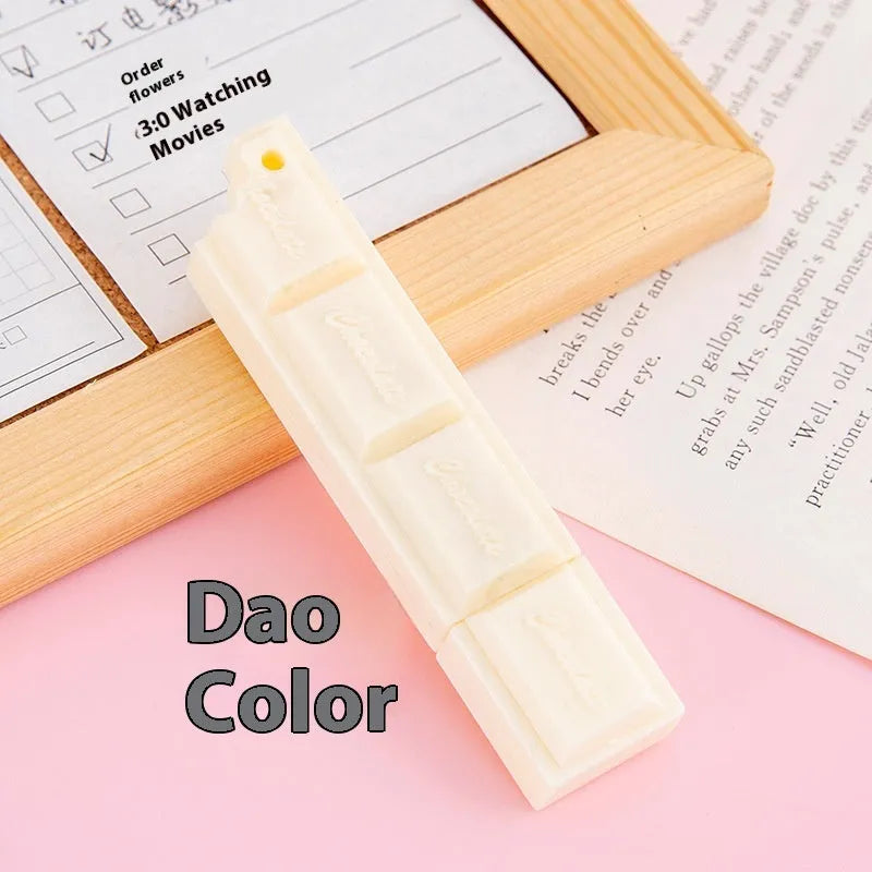 Chocolate-themed ballpoint pen with cartoon food design showing 0.5mm bullet tip