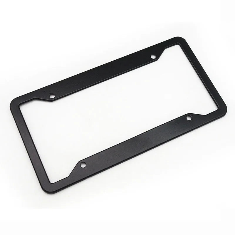 Aluminium alloy license plate frame in black, silver, and grey finishes, dimensions 200x150mm.