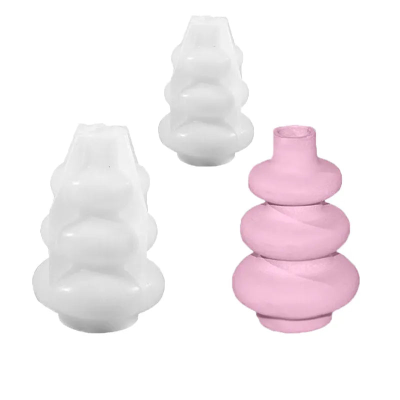 Silicone three layer circle vase ornament mould with irregular shape design