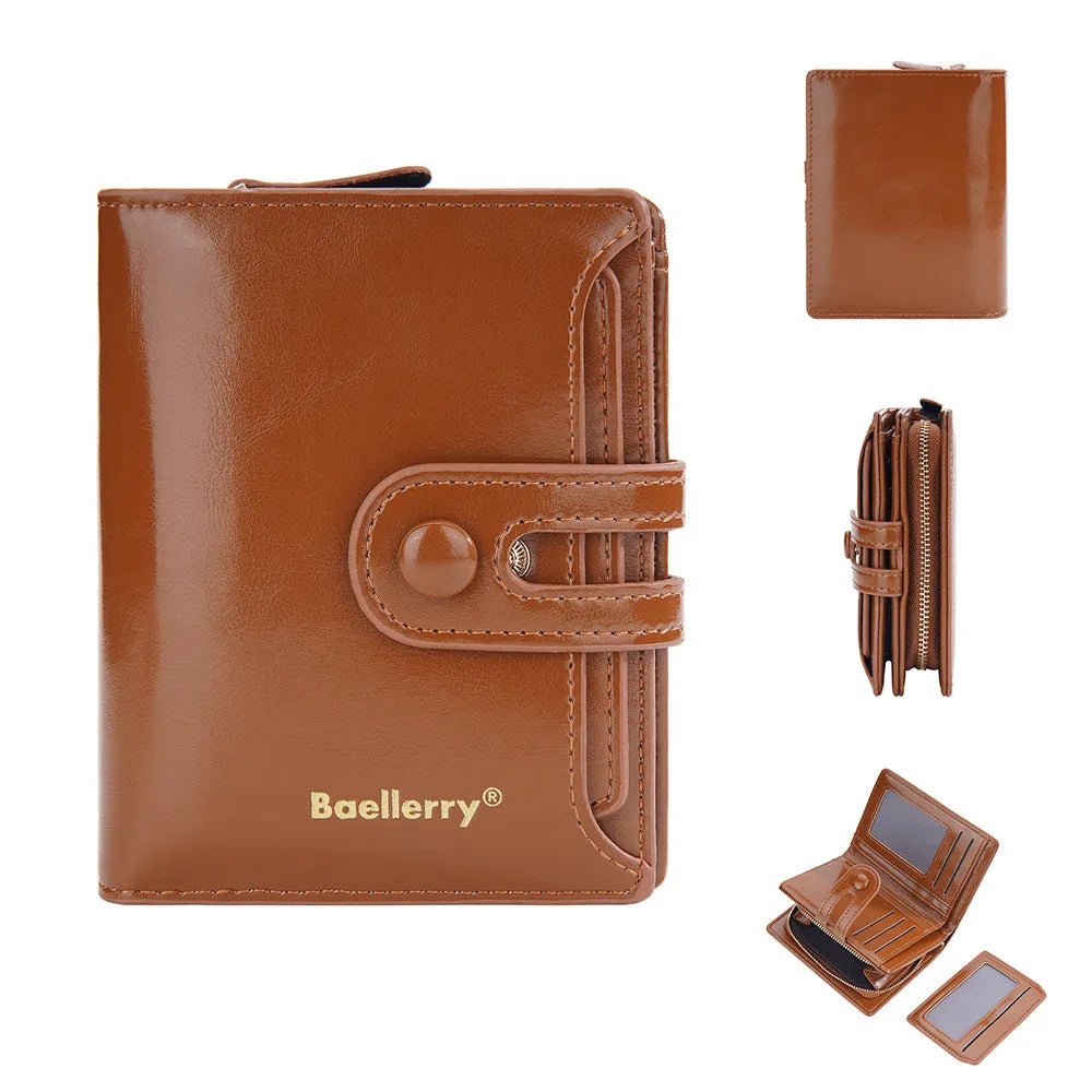 Women's PU leather card holder wallet showing multiple colour options