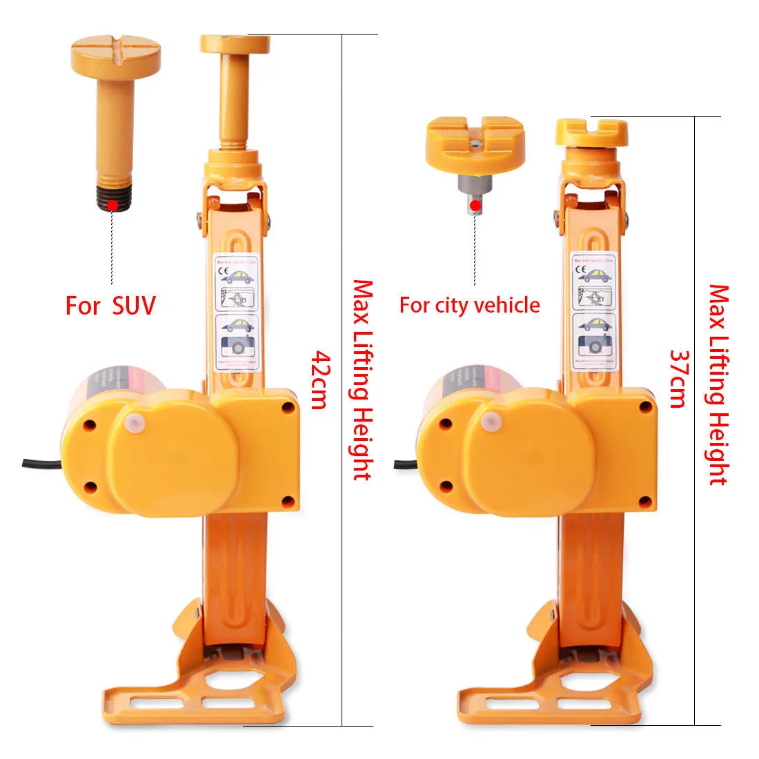 Yellow car electric jack set with electric wrench for 12V vehicle operation