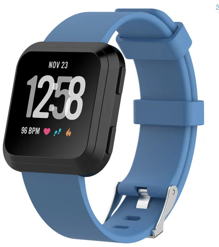Fitbit Versa Lite replacement watch strap in multiple colours showing large and small size options.