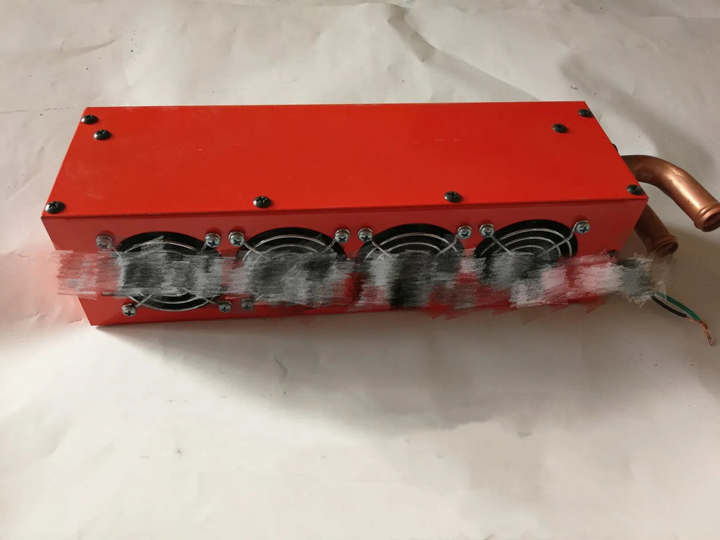 Metal car heater unit with four copper pipes and two water connectors for 12V 24V vehicle installation