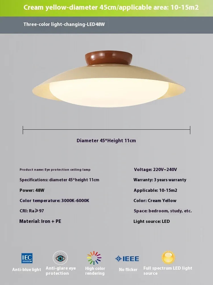 Modern flying saucer shaped ceiling lamp in cream style with minimalist design