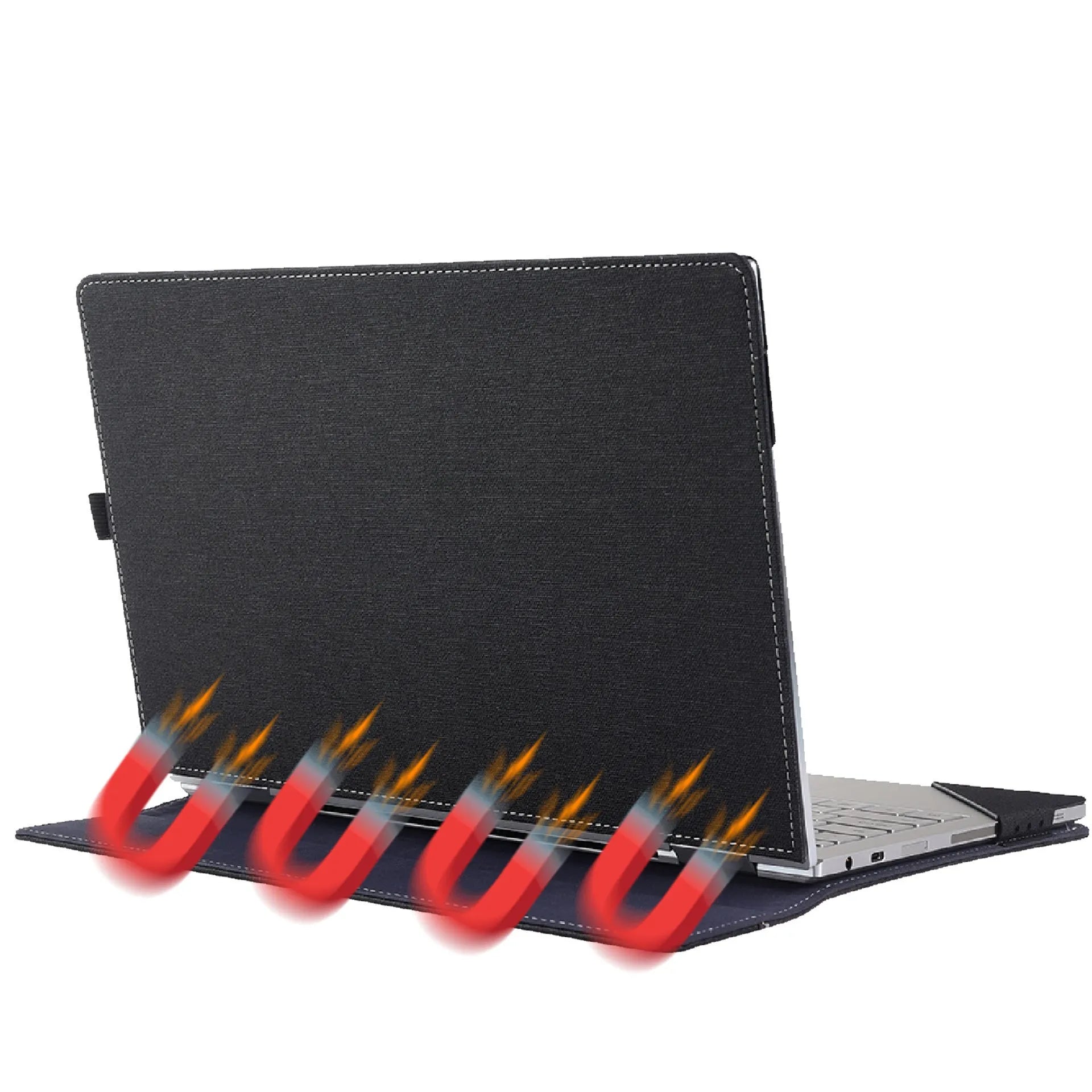 Black imitation leather protective sleeve for Microsoft Laptop6 with creative Chinese design and bracket style