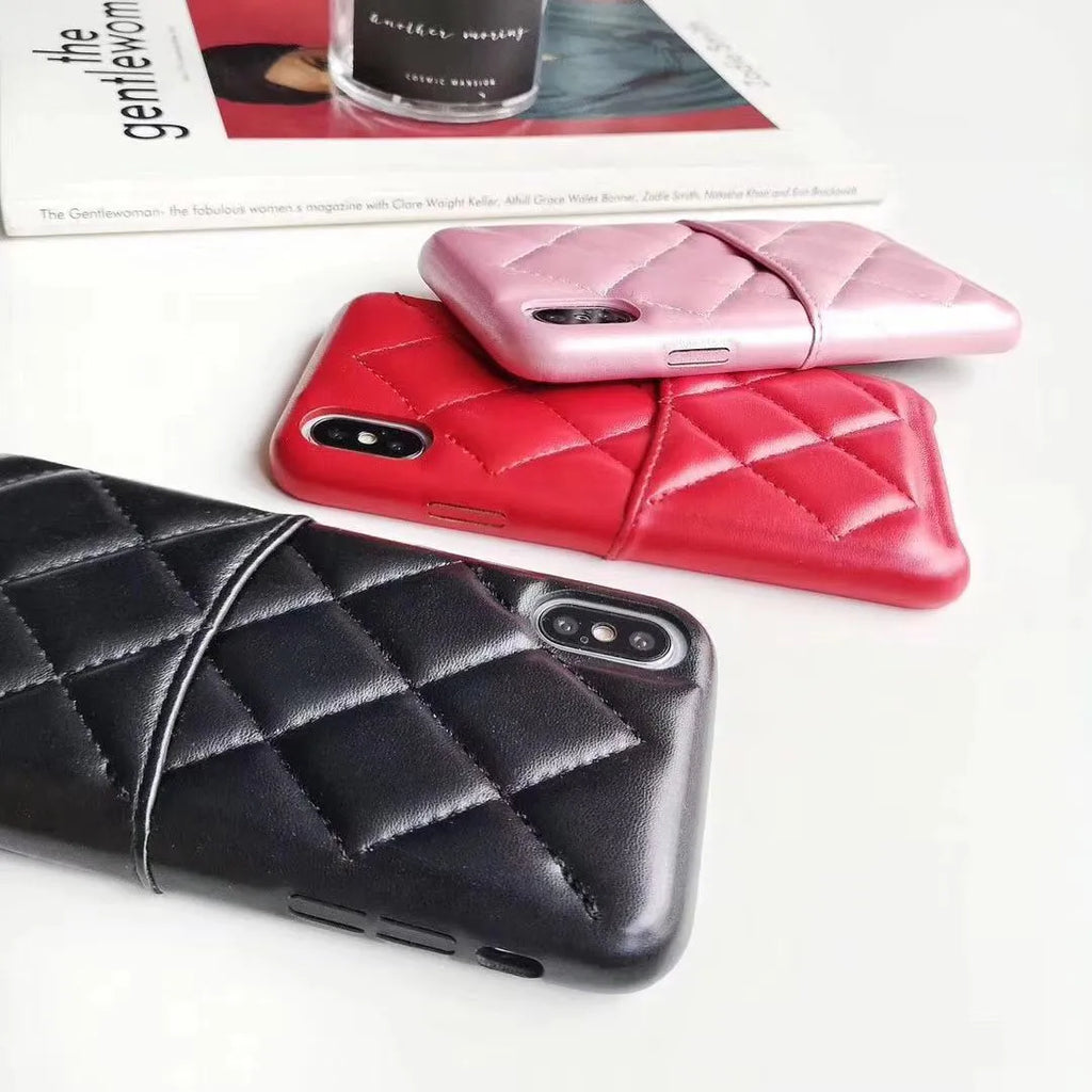 Leather mobile phone case for iPhone XS Max in black, pink and red colours
