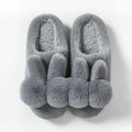 Women's fluffy rabbit fur high-top slippers with floral details and low heel