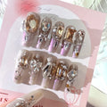 False nail patches set in card packaging with jelly adhesive and tool application options