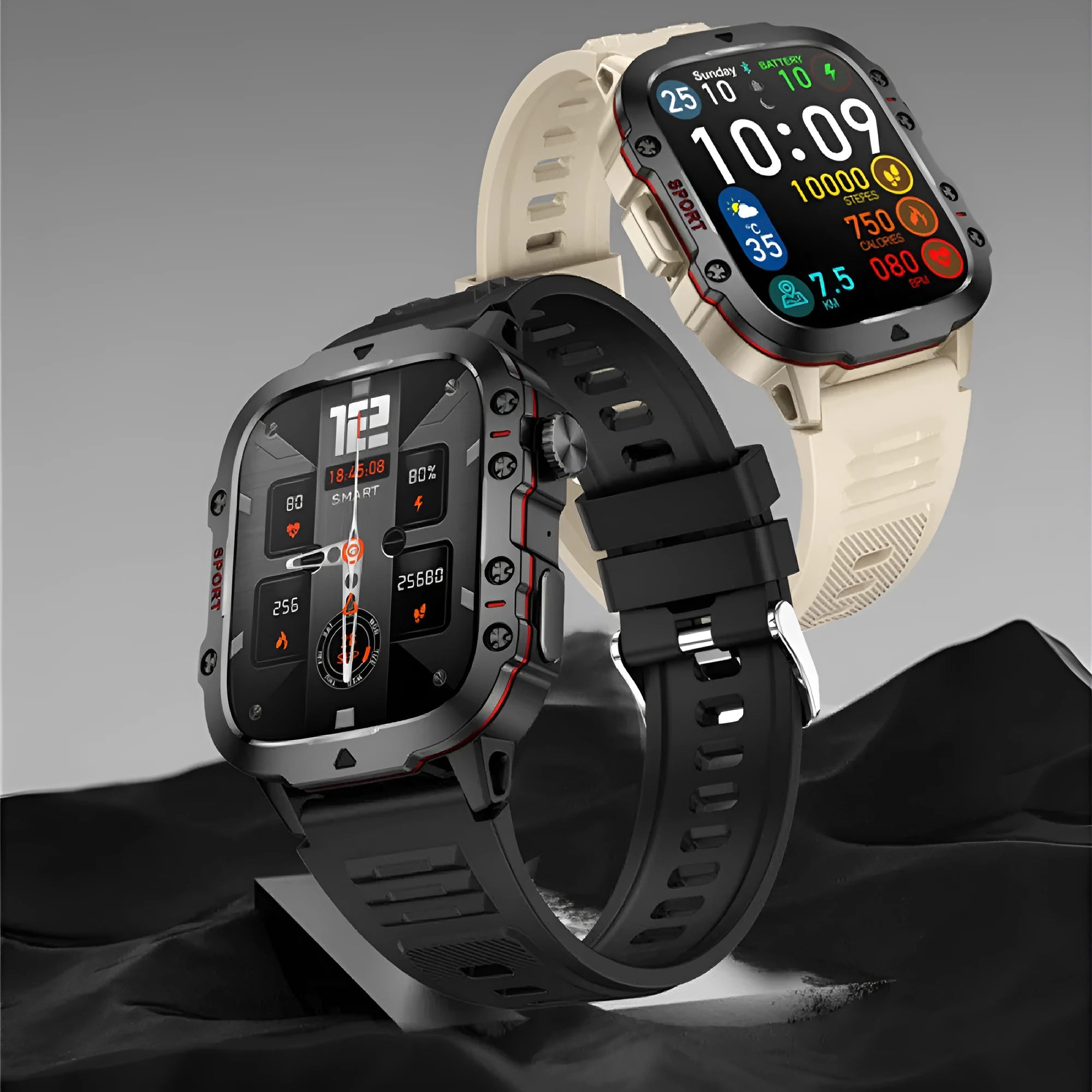 QX11 Smart Bluetooth Watch with TFT screen on a wrist, showing heart rate data.