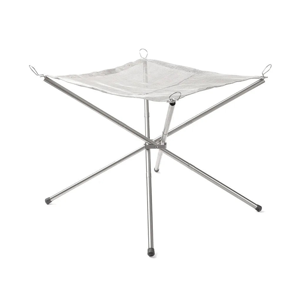 Stainless steel barbecue grill net in silver, shown in large and medium size options for outdoor use.