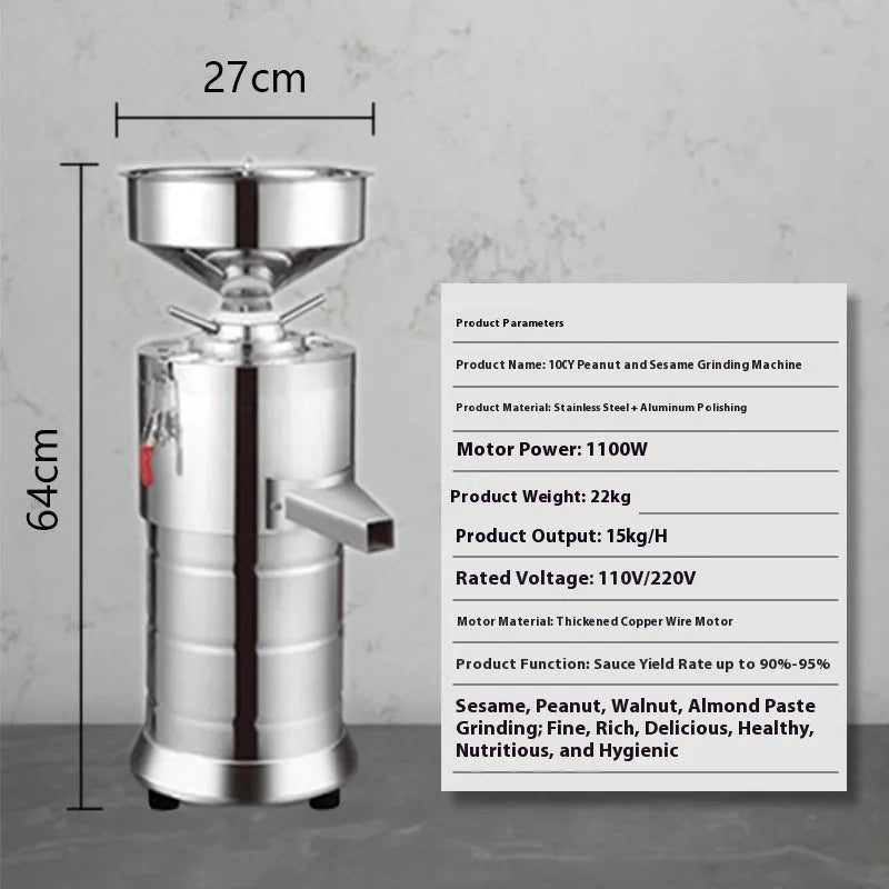 ZX-100Y stainless steel sesame paste grinding machine with 100mm wheel on kitchen counter