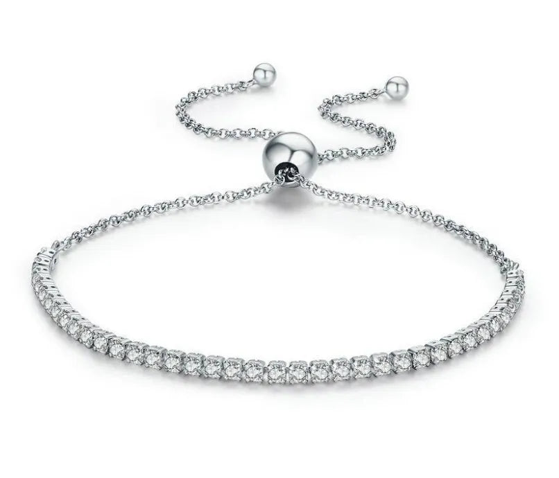 Star Shining Bracelet in silver with platinum finish and zircon stone, 27cm length