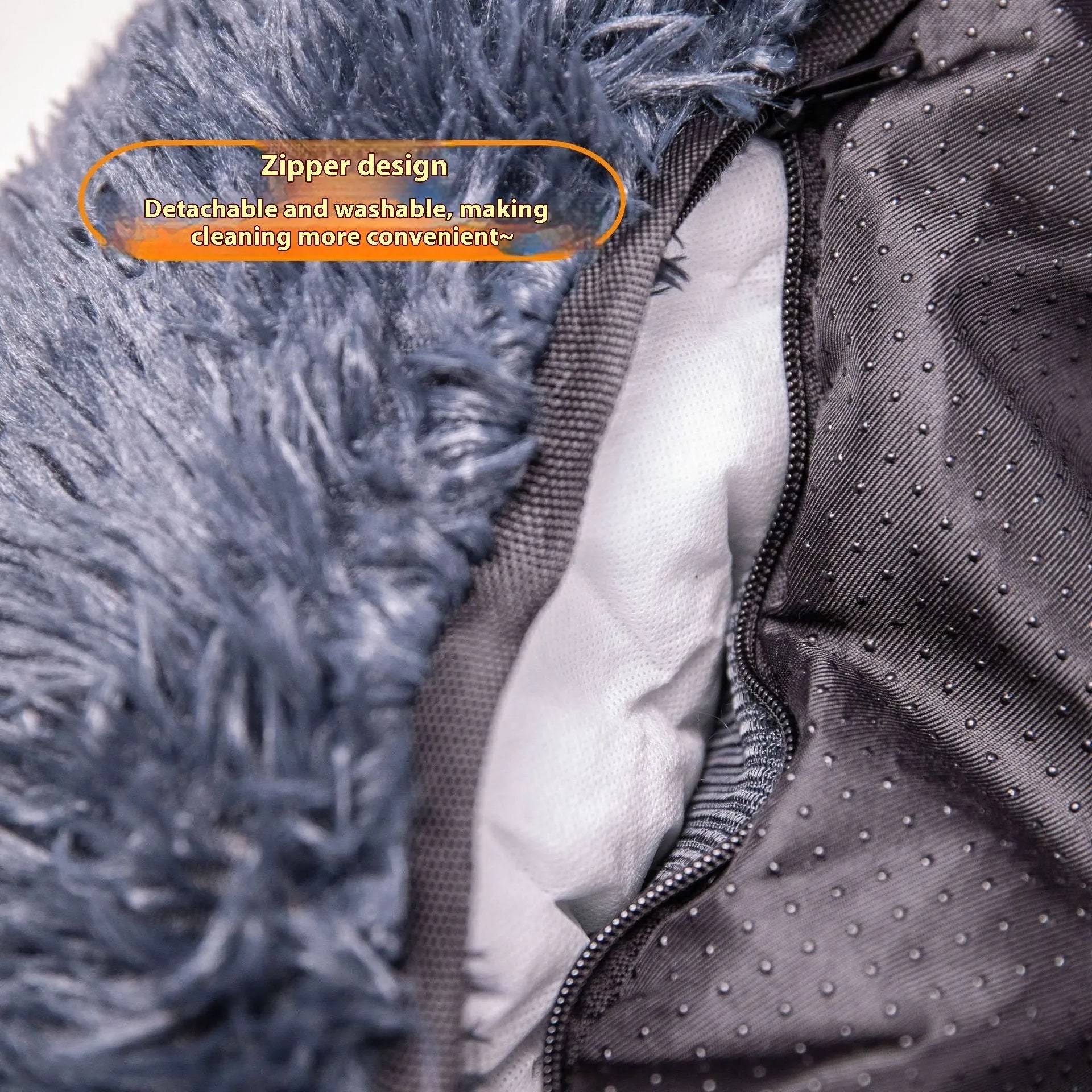Thick cloth winter thermal pet mat on car seat in beige colour