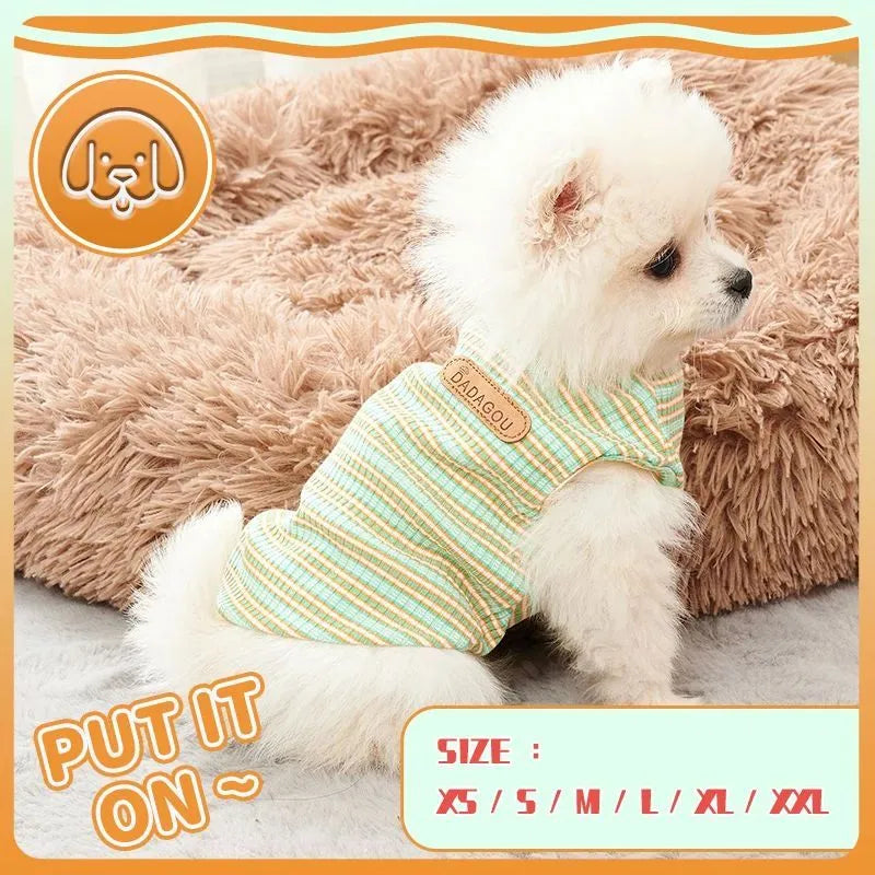 Cotton dog cooling vest in spring summer t-shirt style for small medium dogs sizes S to XXL