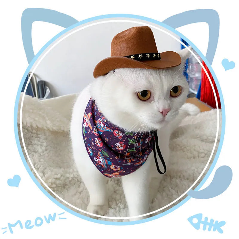 British-style brown cat cowboy hat with black ribbon on non-woven fabric