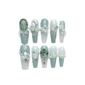 Wear Armor Green plastic nail armour with camellia gradient chain and diamond pattern