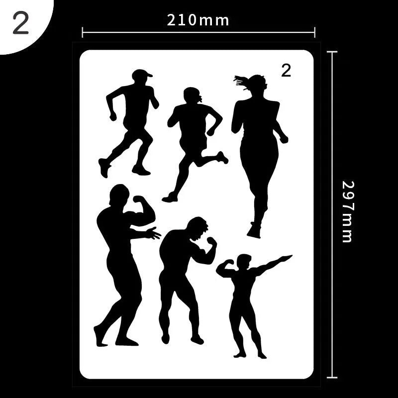 Set of white plastic drawing stencils with assorted cut-out patterns for crafts and decoration.