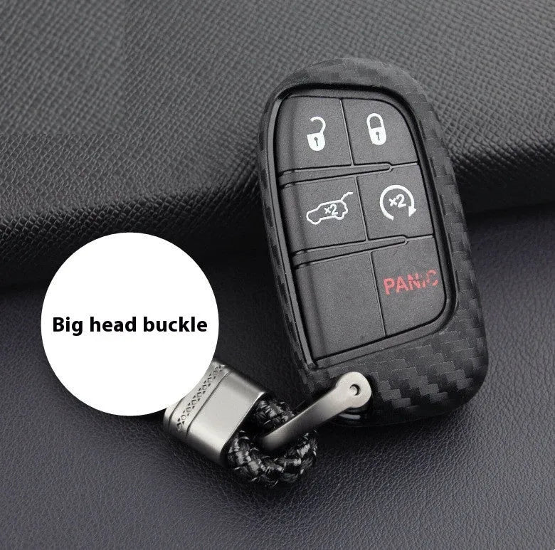 Carbon fibre pattern silicone key case for Dodge Chrysler Fiat car remote keys with buckle styling option