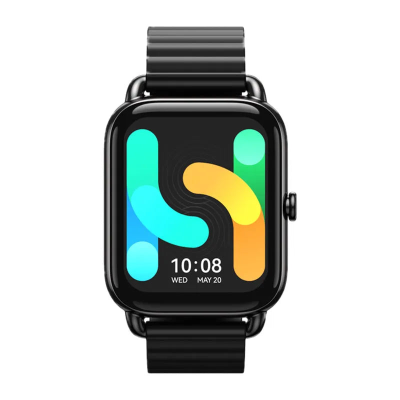 HAYLOU RS4 Plus smartwatch with AMOLED display shown in Black, Champagne, or Silver colour options