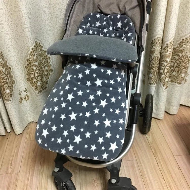 Envelope-style baby stroller sleeping bag in beige with lamb cashmere lining and cotton wool filling
