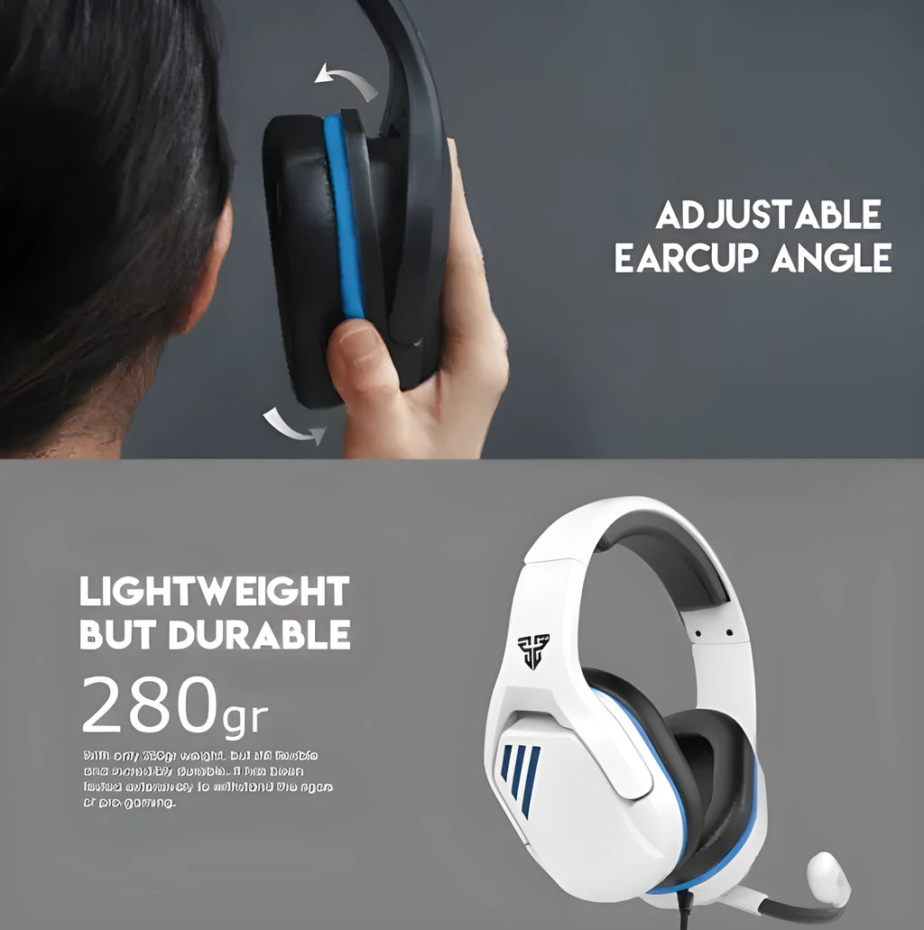 MH86 esports gaming headset in black or white with 50mm drivers and USB connection