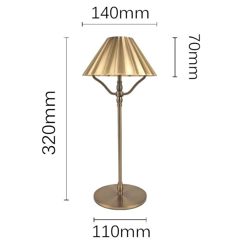 Gold-coloured alloy desk lamp with USB Type-C port and touch-sensitive switch.