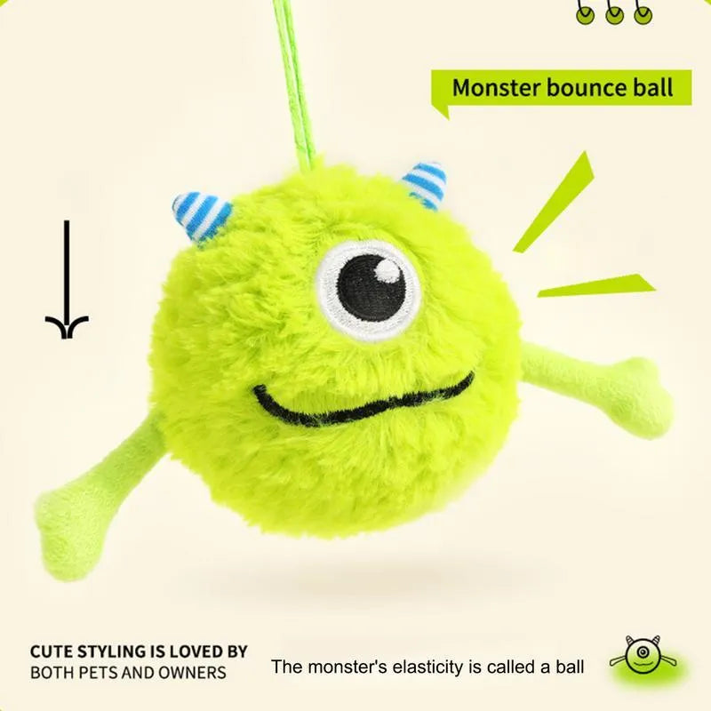 Green interactive sound dog teething ball toy approximately 12cm diameter made from plush and TPR materials
