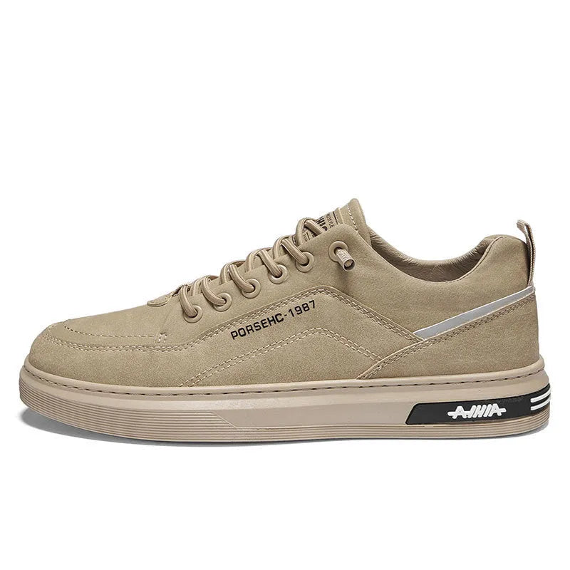 Men's black casual shoes with round toe and non-slip rubber sole for summer construction work