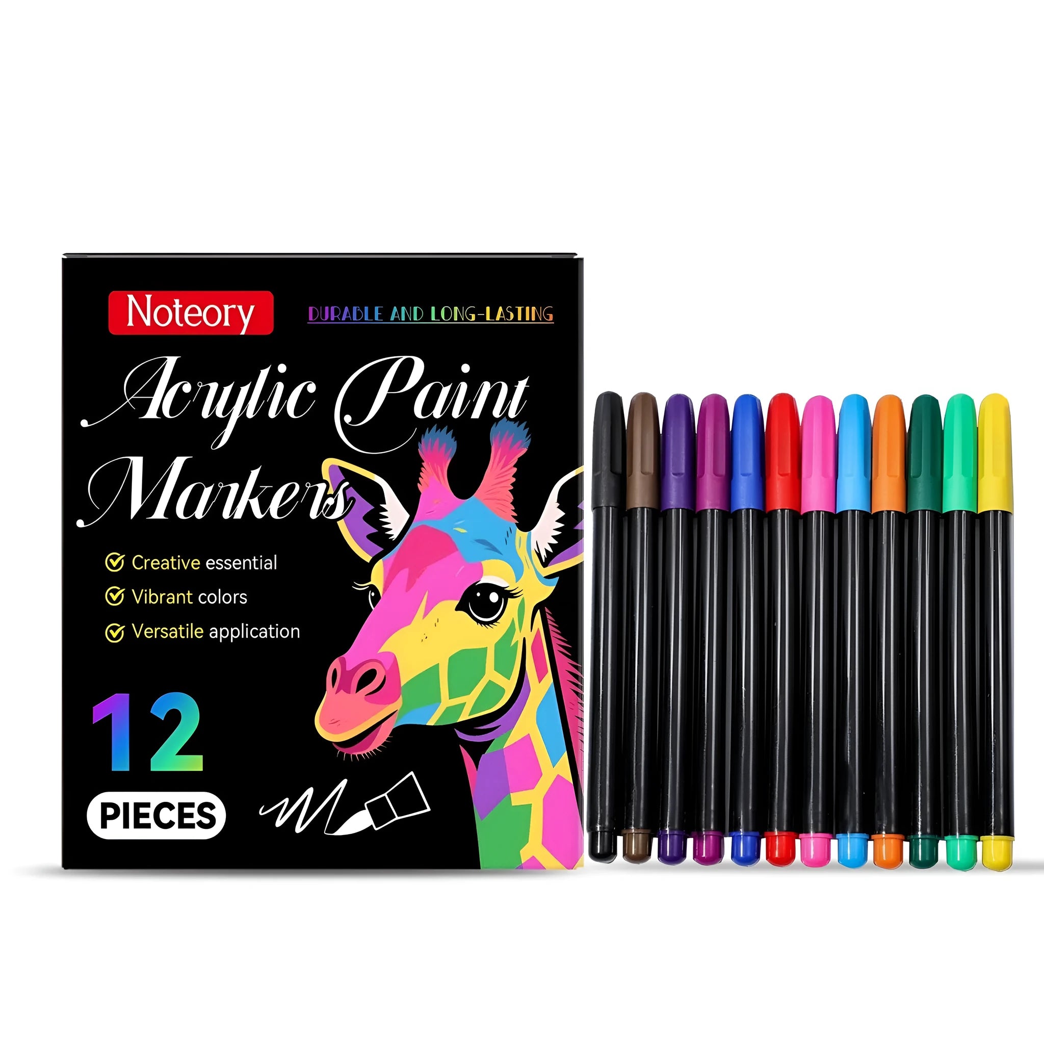12 white acrylic paint markers with fine bullet tips for multi-surface art and craft projects