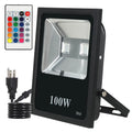 Black aluminium LED flood light with plug-in power supply for outdoor advertising and building lighting