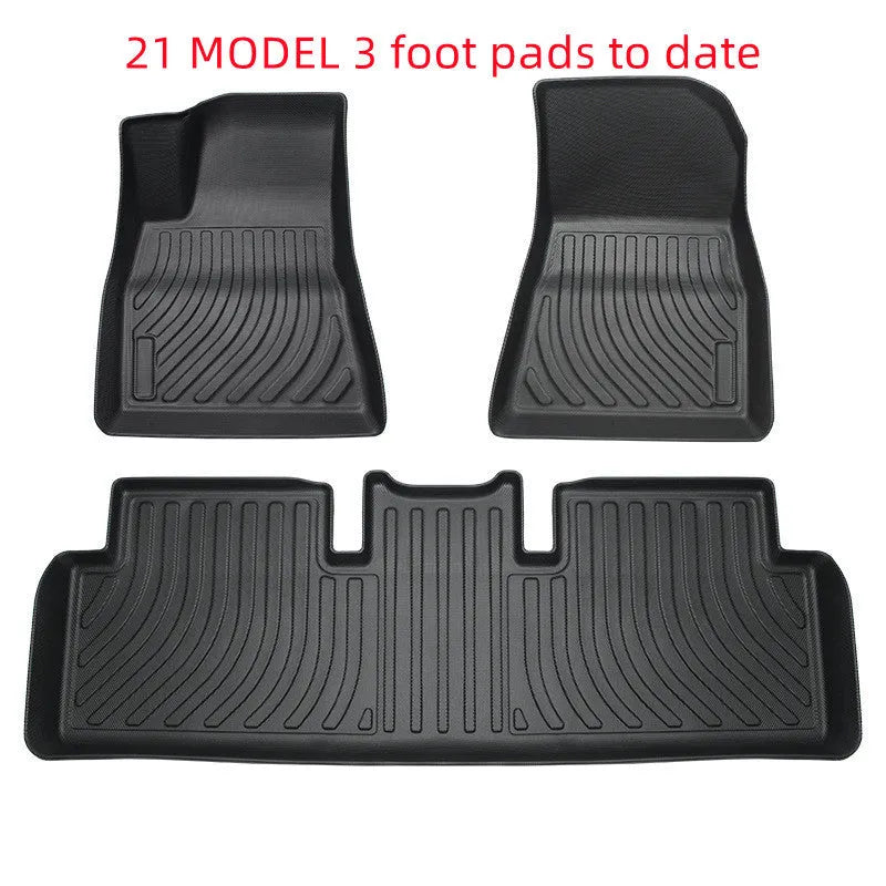 Tesla rubber car floor mat with TPE footrest section for Model 3, Y, S, and X vehicles