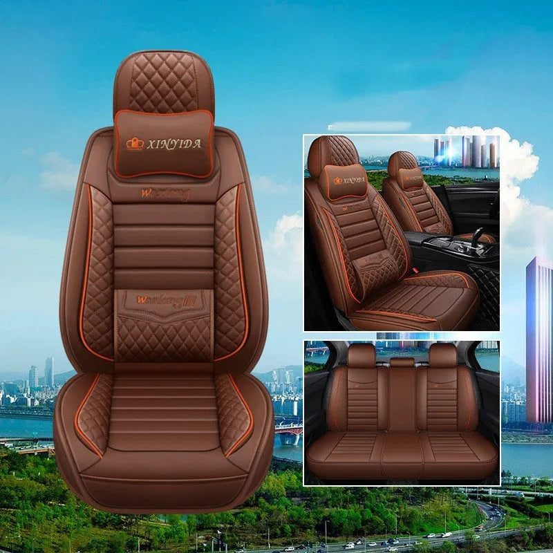 Five-seasons universal car seat cushion with high elastic sponge filler in a red colour.