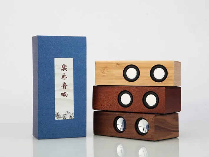 Wooden retro Bluetooth speaker in bamboo, black walnut or sapele finish with 7-hour battery