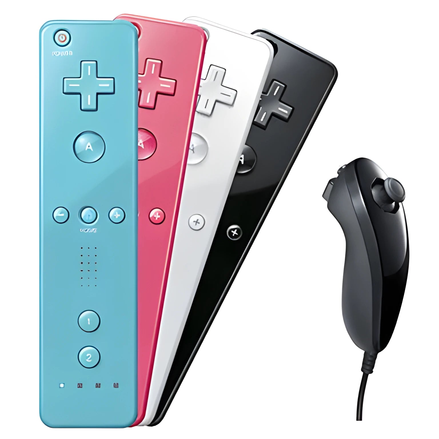 Wii left and right gamepad controllers in multiple colours with rubber sleeve and hand rope
