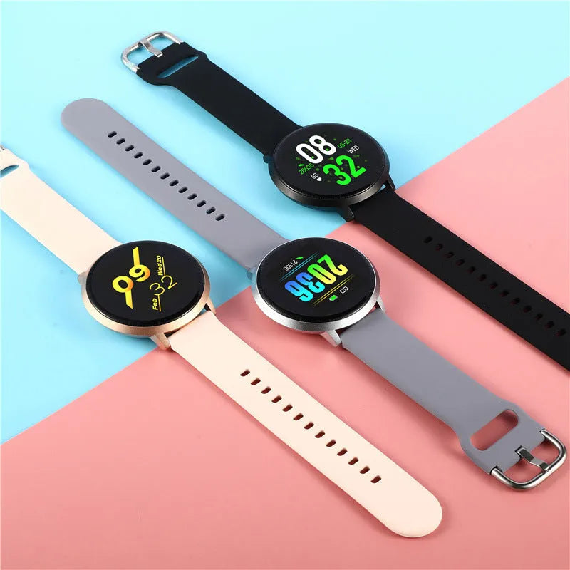 Ultra-thin waterproof smart health bracelet with zinc alloy case and 1.3-inch touchscreen display on silicone wristband