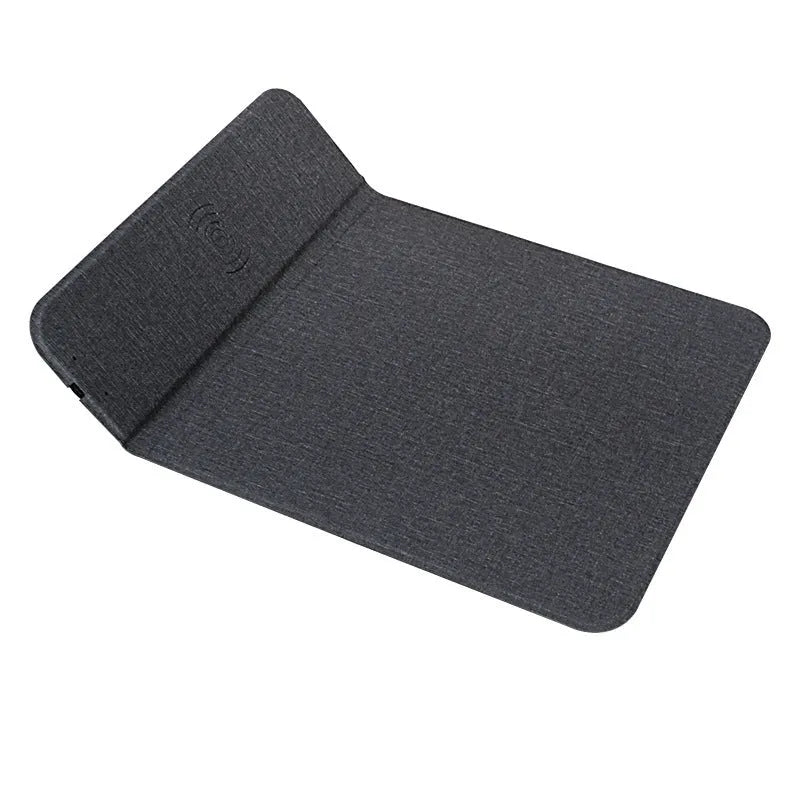 Foldable cloth phone holder with wireless charging capability showing adjustable viewing angles