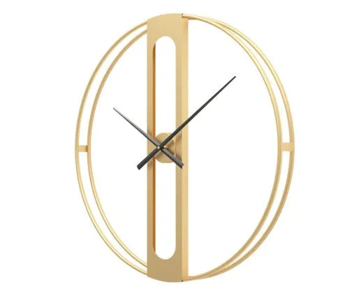 Large round metal wall clock with 50cm diameter in black or gold finish