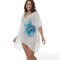 White plus size beach cover-up blouse with loose fit for swim protection