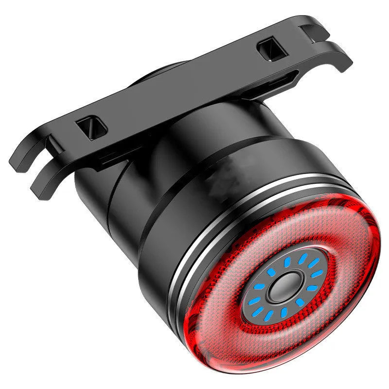 Black aluminium smart brake sensing USB charging taillight for bicycles and motorcycles