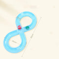 Blue and white cat turntable track toy with self-rotating ball and teasing stick