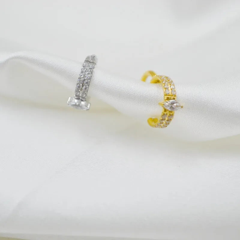 Ladies heart-shaped 316 titanium steel earrings with diamond-treated zircon in silver and gold colours
