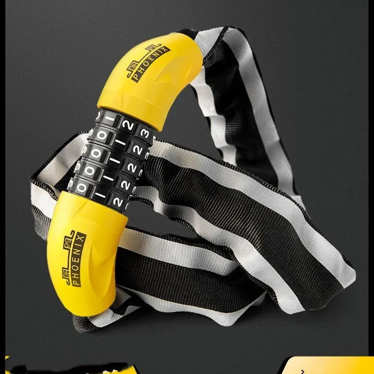 Mountain bike portable chain lock with 95cm zinc alloy chain in black or yellow colour