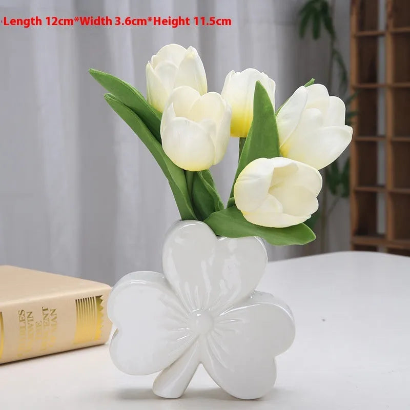 European style white porcelain ceramic desktop vase in four colour options