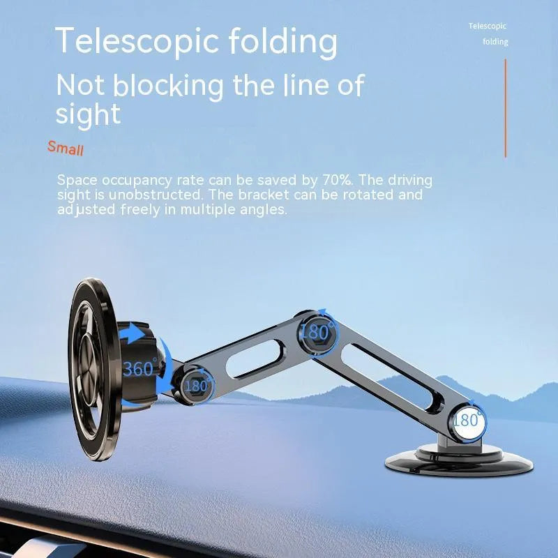 All-metal magnetic car phone holder in black, silver, gold and rose gold colours with magnetic rings and adhesive pads
